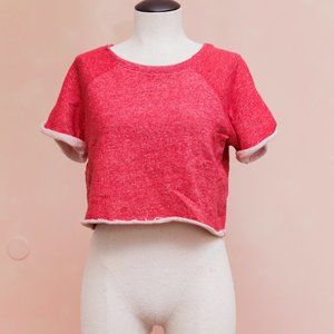 H&M Divided Red Cotton Crop Shrt Sleeve Sweatshirt